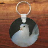 Weißes Taubenfriedenszeichen Schlüsselanhänger (Vorderseite)