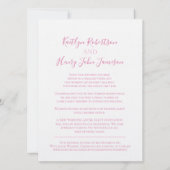 Weißes Taubenrosa Bänder verändern Hochzeitspläne Einladung (Rückseite)