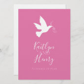Weißes Taubenrosa Bänder verändern Hochzeitspläne Einladung (Vorne/Hinten)