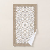 Weißes Taupe-Damast-Muster, geschlagene Ränder Badhandtuch Set (Handtuch)