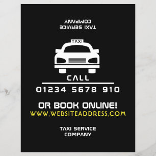 Weißes Taxi-Logo mit Preisliste Flyer