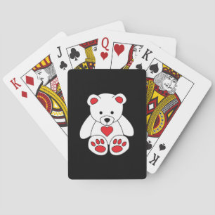 Weißes Teddybärherz Valentinstag Ich liebe dich Spielkarten