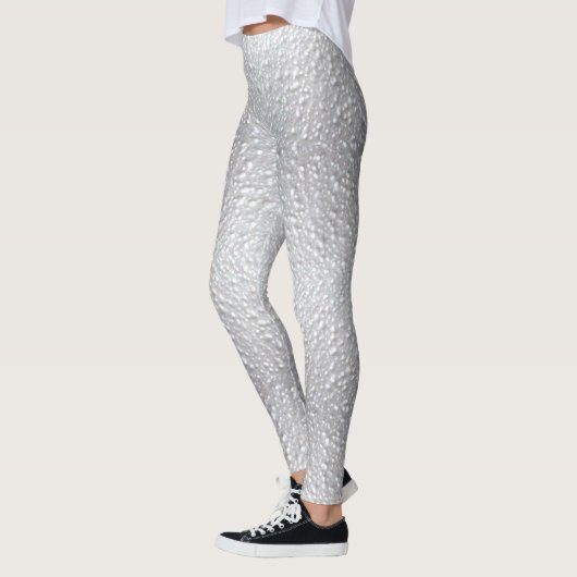 Weißes Textur-Look Leggings (Links)