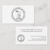 Weißes Tier Blume Rahmen Kaninchen Bunny Visitenkarte (Vorne/Hinten)