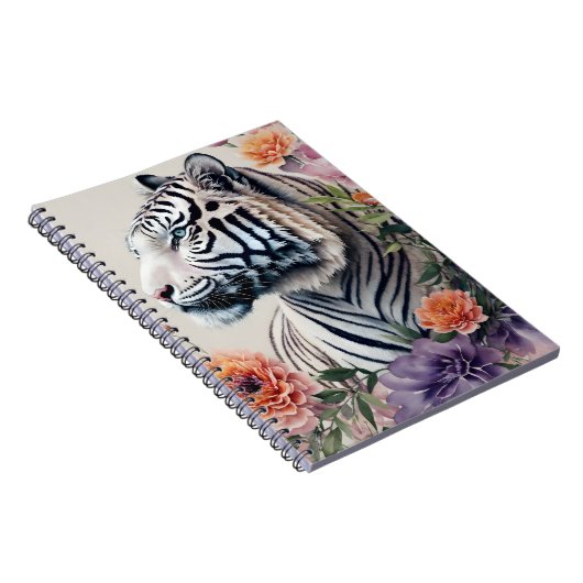 Weißes Tiger Blumenportrait Art Notizblock (Rechte Seite)