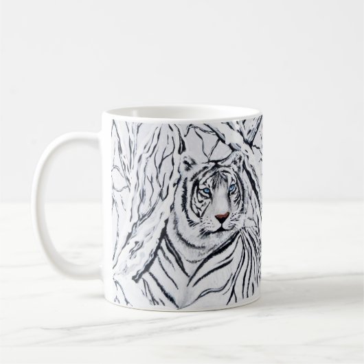 Weißes Tiger in Kaffeetasse (Links)