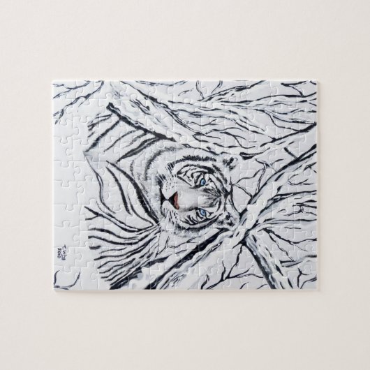 Weißes Tiger in Puzzle (Horizontal)