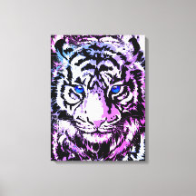 Weißes Tiger-Wrapped Canvas - Tiger Blue Eyes