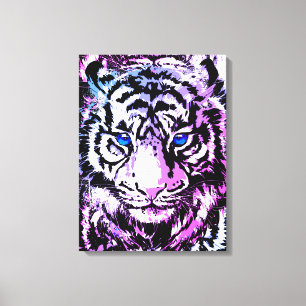 Weißes Tiger-Wrapped Canvas - Tiger Blue Eyes Leinwanddruck