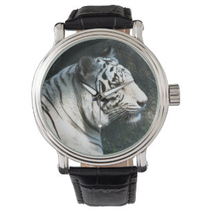 Weißes Tigergesicht Armbanduhr