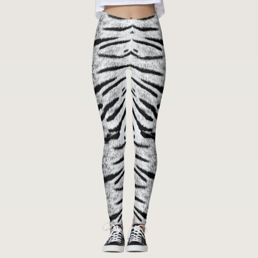 Weißes Tigermuster Leggings (Vorderseite)