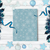 Weißes Tissue Paper über blaue und weiße Schneeflo Seidenpapier