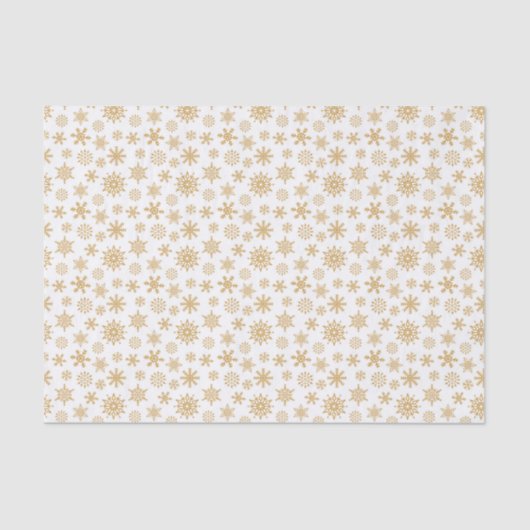 Weißes Tissue Paper über Goldene Schneeflocken Seidenpapier (Vorderseite)