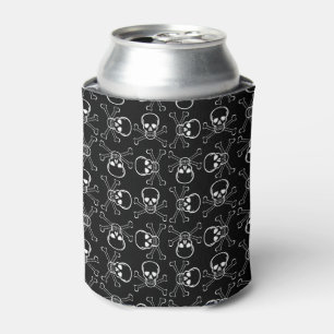 Weißes Totenkopf mit gekreuzter Knochengraphik Dosenkühler