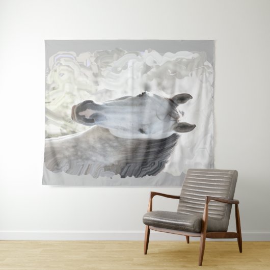 Weißes Traumpferd Wandteppich (Beispiel (Horizontal))