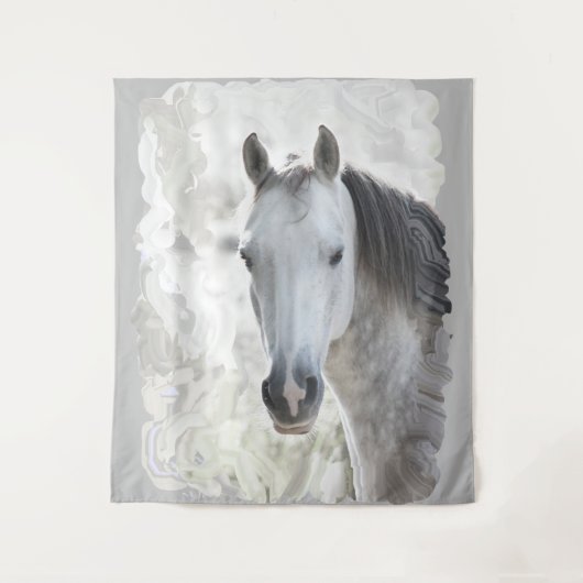 Weißes Traumpferd Wandteppich (Vorderseite)