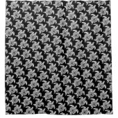 Weißes Tribal-Schildkrötenmuster über schwarz Duschvorhang (Vorderseite)