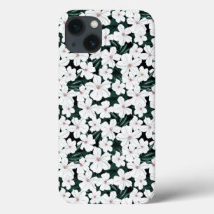Weißes tropisches Blumen-Muster Case-Mate iPhone Hülle