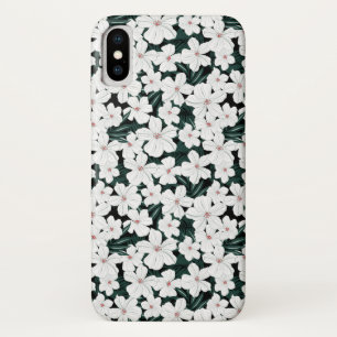 Weißes tropisches Blumen-Muster Case-Mate iPhone Hülle