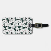Weißes tropisches Blumen-Muster Gepäckanhänger (Vorderseite horizontal)