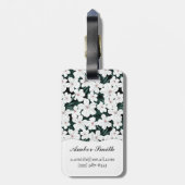 Weißes tropisches Blumen-Muster Gepäckanhänger (Rückseite vertikal)