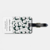 Weißes tropisches Blumen-Muster Gepäckanhänger (Rückseite horizontal)