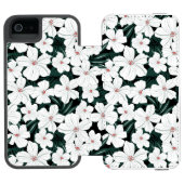 Weißes tropisches Blumen-Muster Incipio iPhone Geldbeutel-Hülle (Folio Geöffnet)