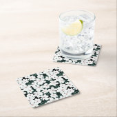 Weißes tropisches Blumen-Muster Rechteckiger Pappuntersetzer (Vor Ort)