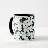 Weißes tropisches Blumen-Muster Tasse (Vorderseite Links)