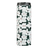 Weißes tropisches Blumen-Muster Thermosbecher (Rückseite)