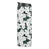 Weißes tropisches Blumen-Muster Thermosbecher (Nach rechts gedreht)