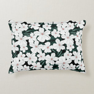 Weißes tropisches Blumen-Muster Zierkissen