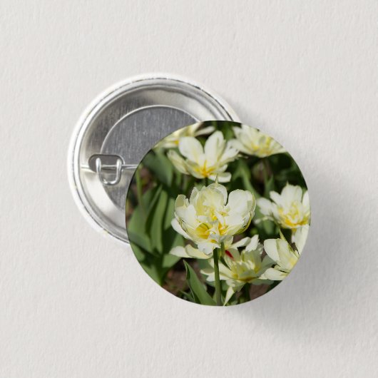 Weißes Tulpen-Foto Button (Vorne & Hinten)