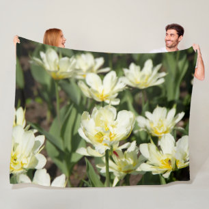 Weißes Tulpen-Foto Fleecedecke