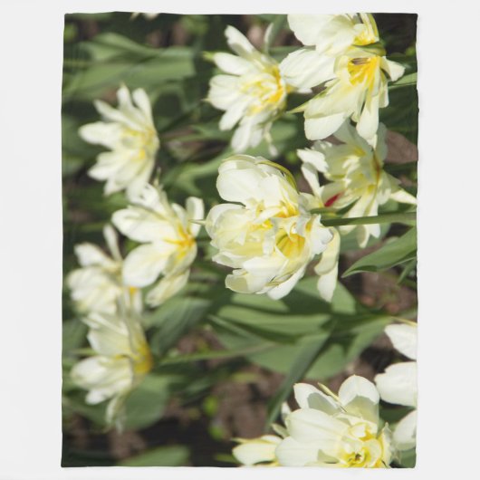 Weißes Tulpen-Foto Fleecedecke (Vorderseite)