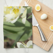 Weißes Tulpen-Foto Geschirrtuch (Viertel Falte)