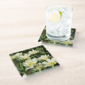 Weißes Tulpen-Foto Glasuntersetzer (Schrägansicht)