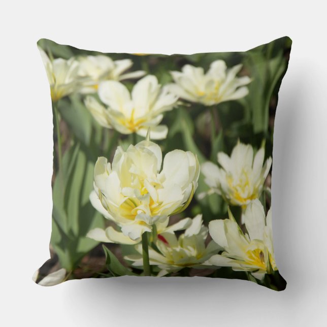 Weißes Tulpen-Foto Kissen (Vorderseite)