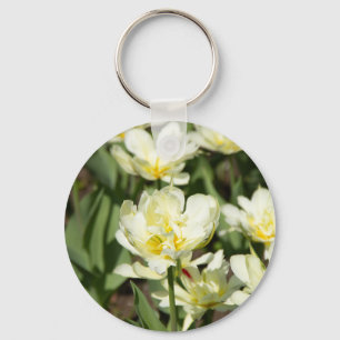 Weißes Tulpen-Foto Schlüsselanhänger