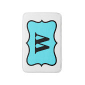 Weißes Türkis Aqua Blue Monogram Initial Zuhause Badematte (Vorderseite Vertikal)