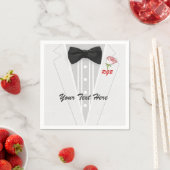 Weißes Tuxedo Monogramm mit Rose Serviette (Beispiel)