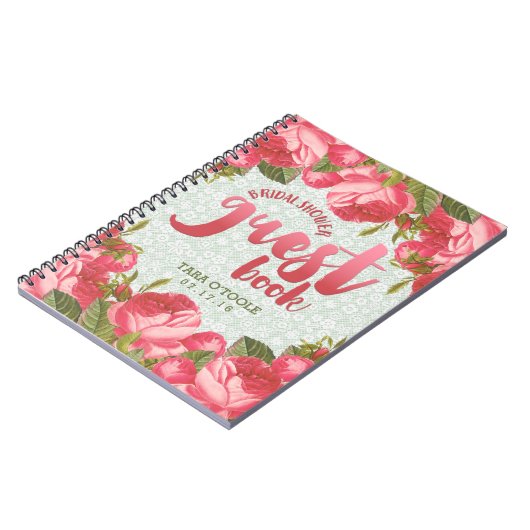 Weißes u. grünes Spitze-Brautparty-Gast-Buch Notizblock (Linke Seite)