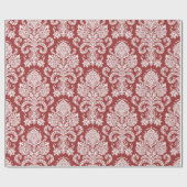 Weißes u. rotes Blumendamast-Packpapier Geschenkpapier (Flach)