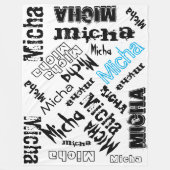 Weißes umfassendes Schwarzes und Turquise blaue Fleecedecke (Vorderseite)