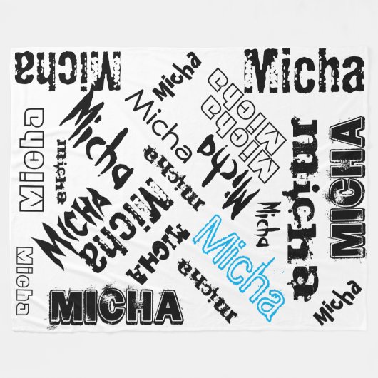 Weißes umfassendes Schwarzes und Turquise blaue Fleecedecke (Vorderseite (Horizontal))