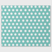 Weißes und Aquamarines blaues Medium Polka-Dot-Wra Geschenkpapier (Flach)