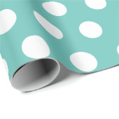 Weißes und Aquamarines blaues Medium Polka-Dot-Wra Geschenkpapier (Rolleneckpunkt)