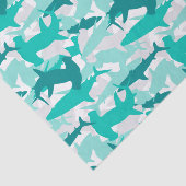 Weißes und Aquamarines Camouflage-Musterpapier Seidenpapier (Ausschnitt)