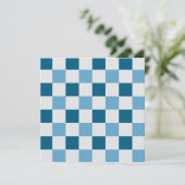 Weißes und blaues Karton Einladung (Stehend Vorderseite)