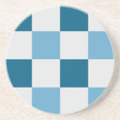 Weißes und blaues Karton Getränkeuntersetzer (Vorne)